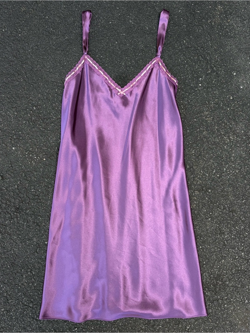 Morgan Taylor Satin V-Neck Chemise — Purple